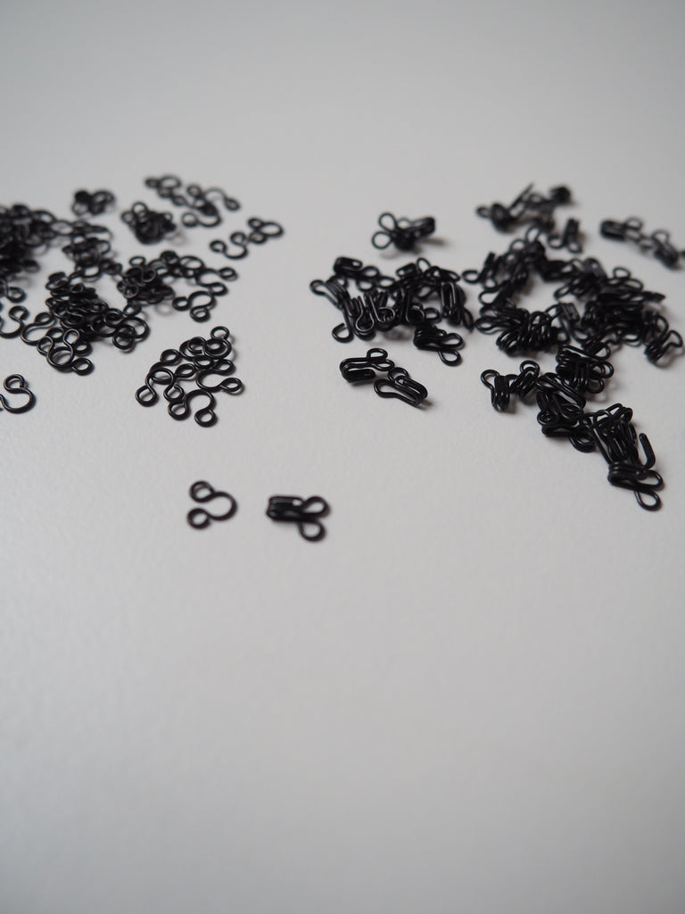 Black Hook and Eye 5mm - 10 pieces