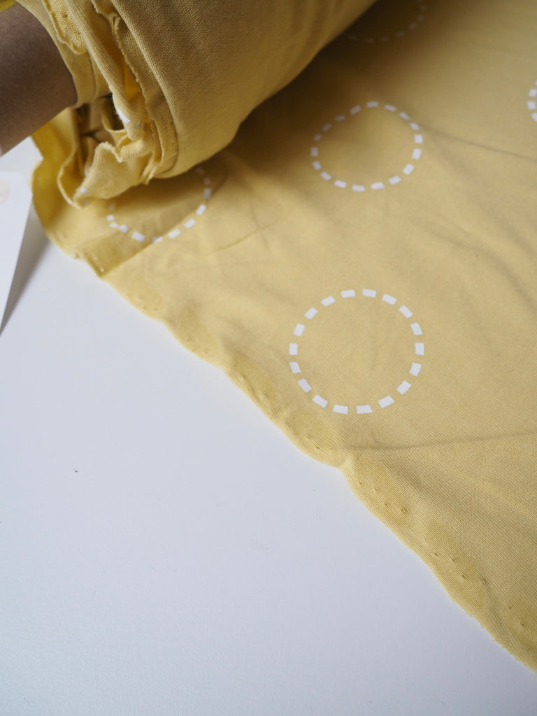 Sunshine + Dashed Circle Print Organic Interlock Jersey