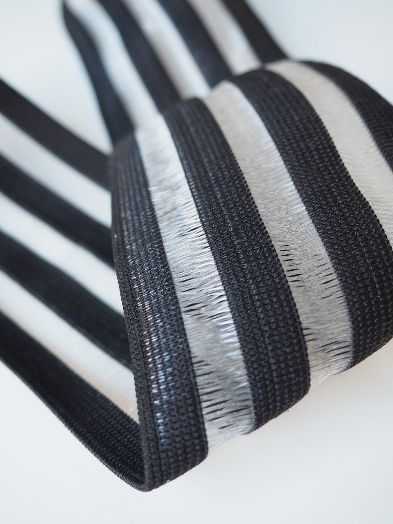 Black Sheer Stripe Wide Elastic