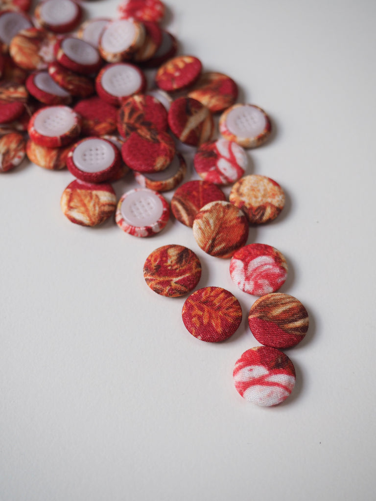 Autumn Bouquet Flat Fabric Covered Buttons 12mm