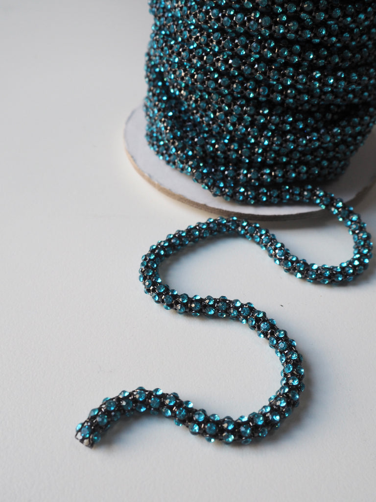 Turquoise Crystal Tube Chain Trim - 7mm