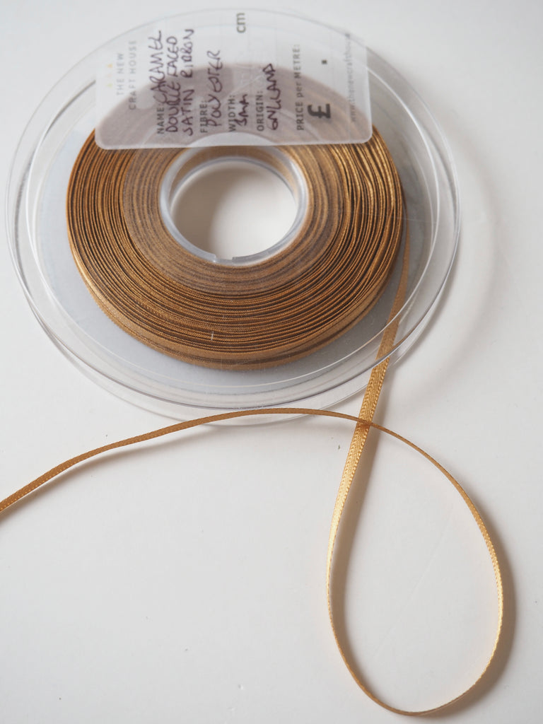 Caramel Berisfords Double Satin Ribbon 3mm