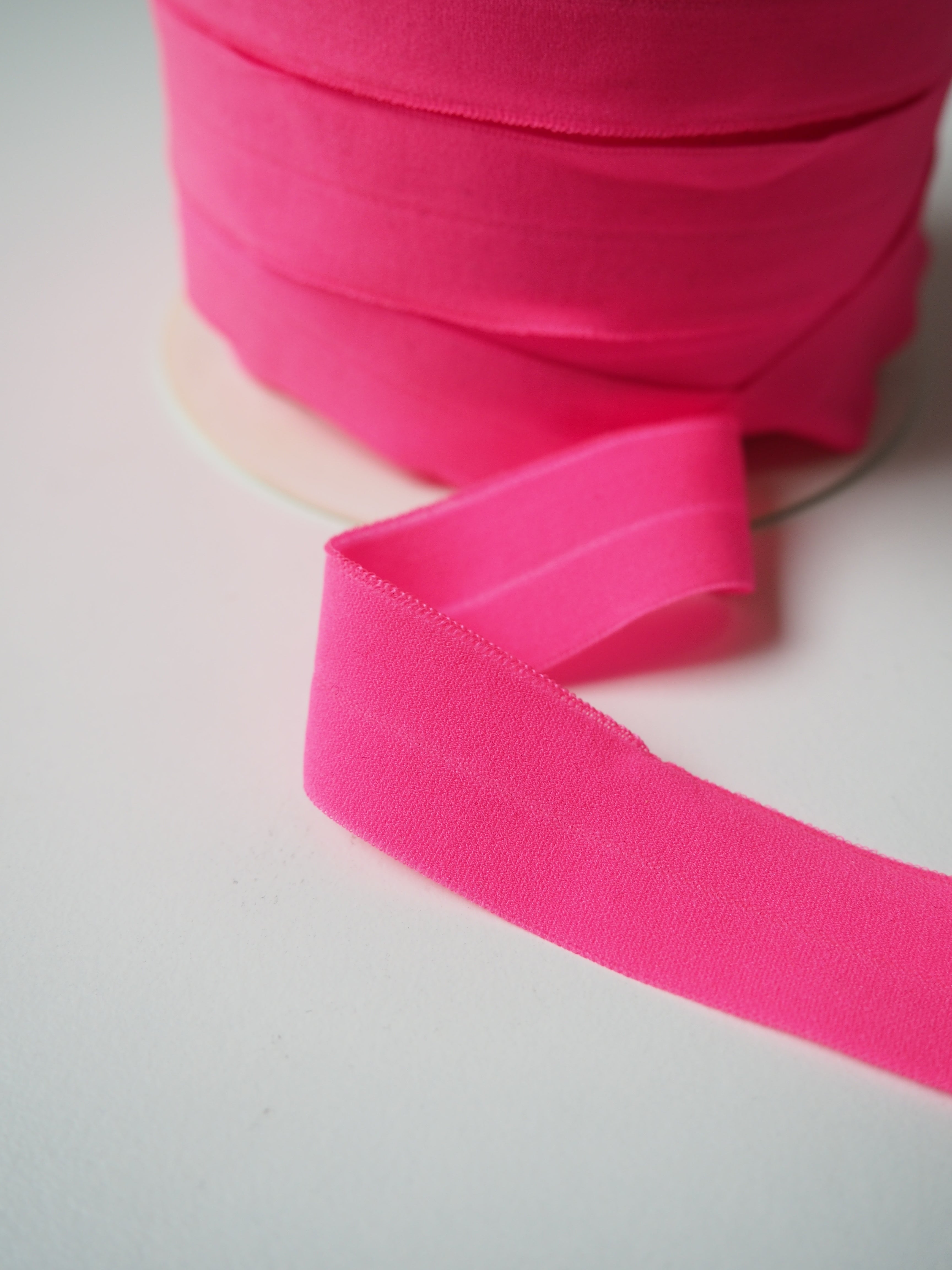 Pink Fold Over Elastic Ribbon 5/8” wide by the yard