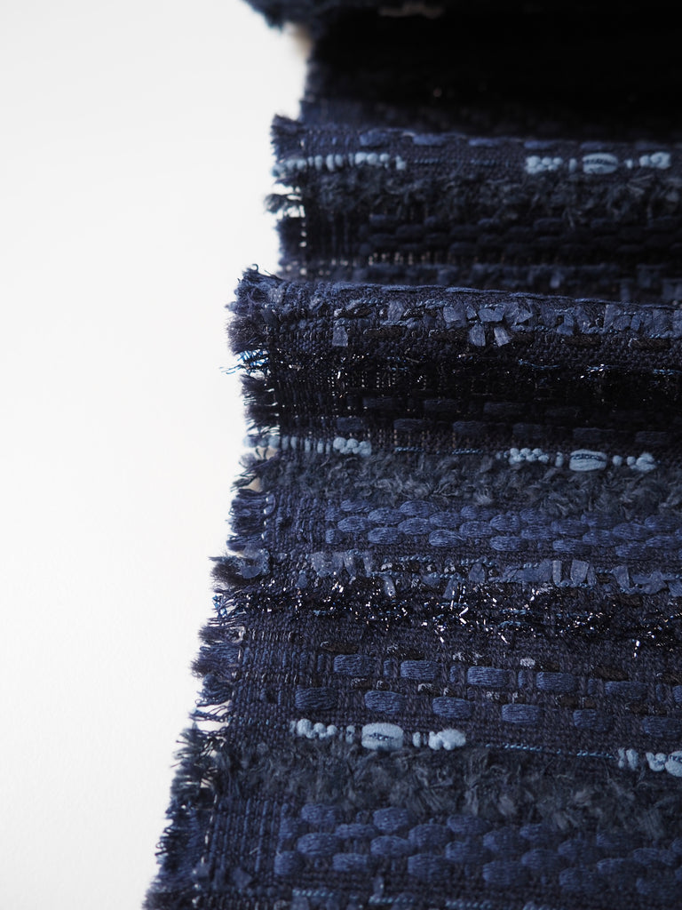 Indigo Metallic Cotton Blend Tweed