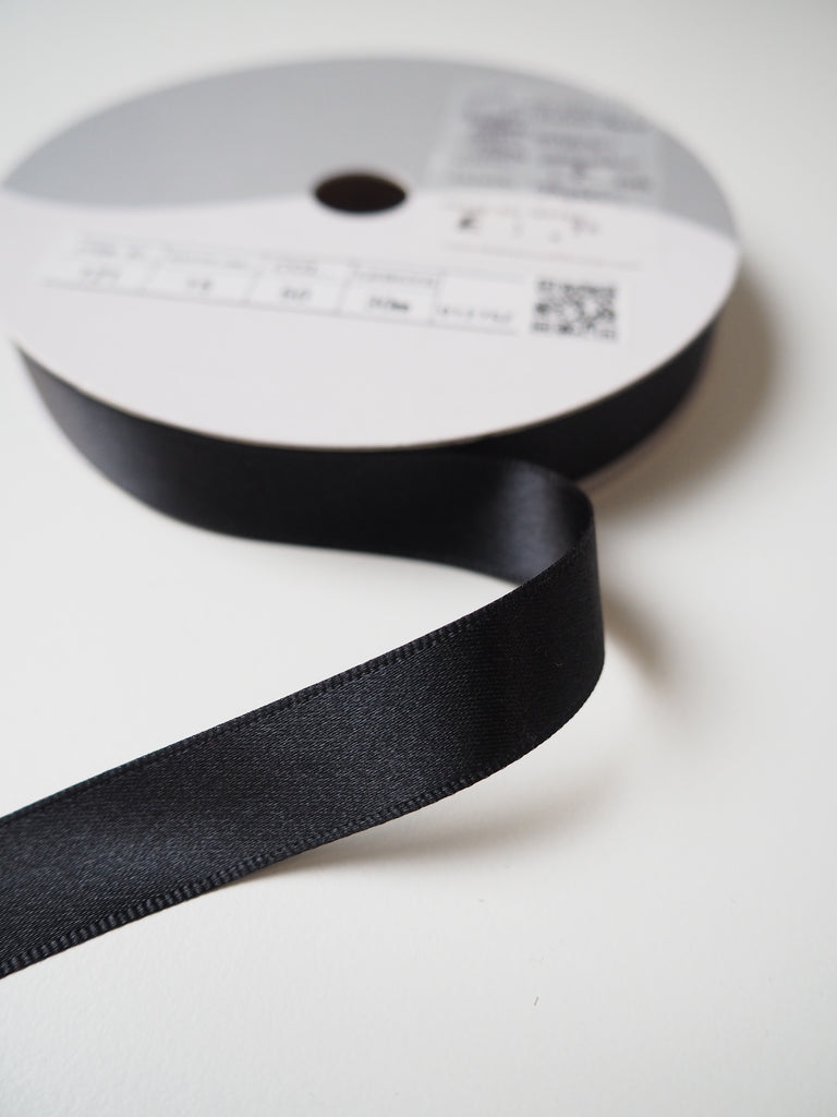 Shindo Black Thick Double-Faced Satin Ribbon 15mm