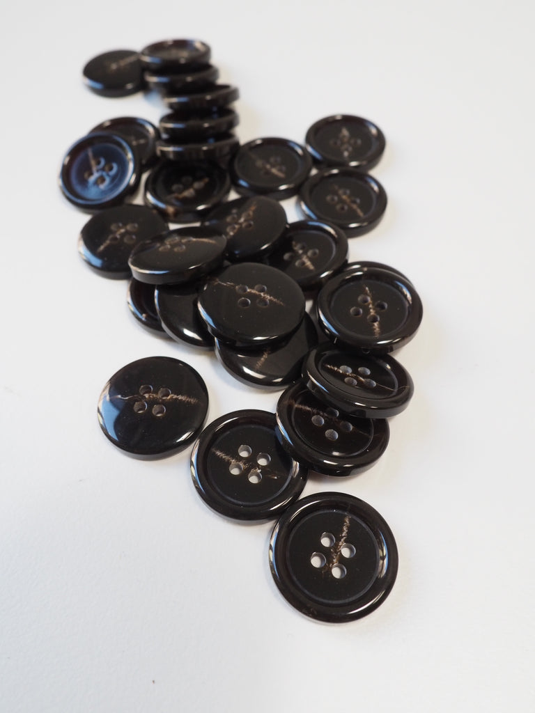 Dark Brown Faux-Horn Plastic Button 20mm