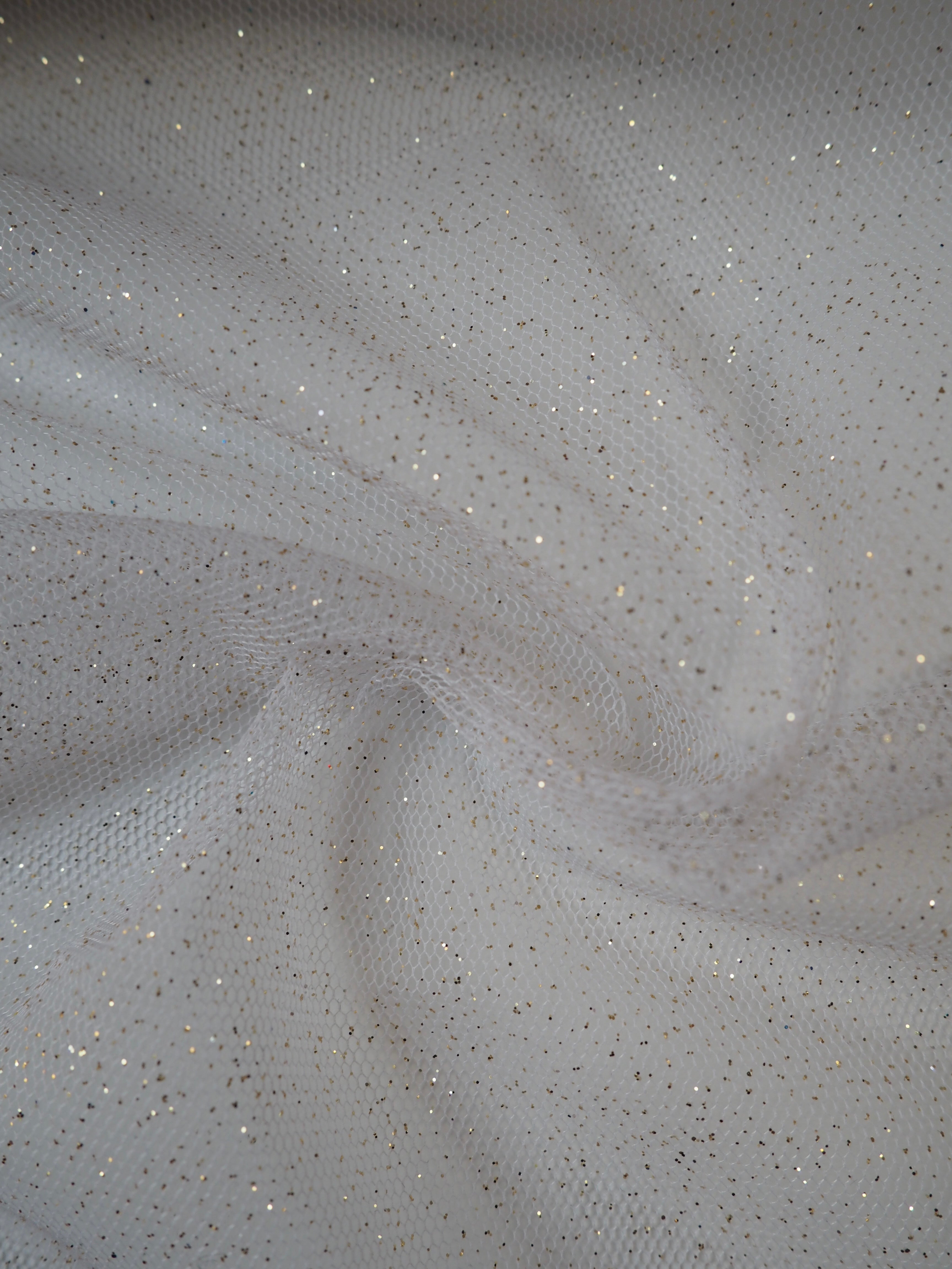 White Tulle Shimmer Fabric