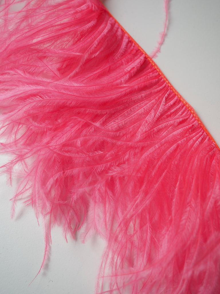 Neon Pink Ostrich Feather Fringing