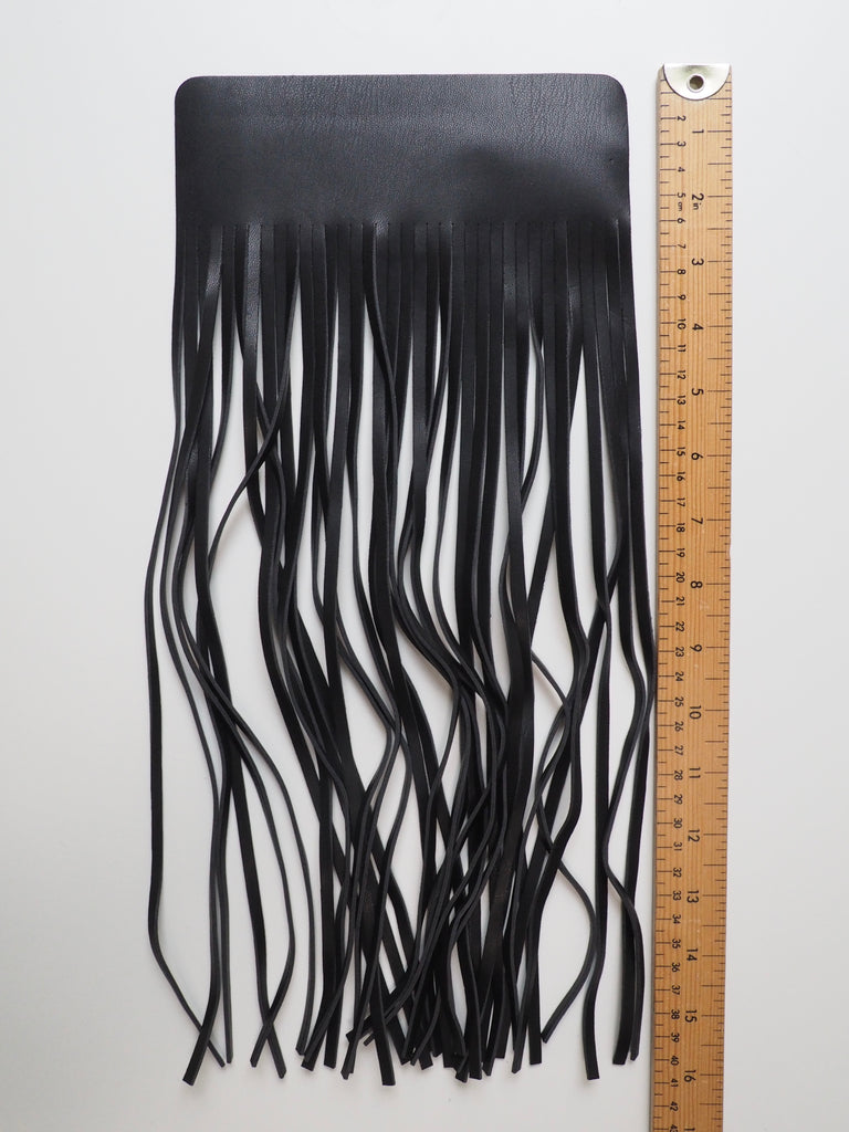 Black Faux Leather Large Fringe Tassel 41cm