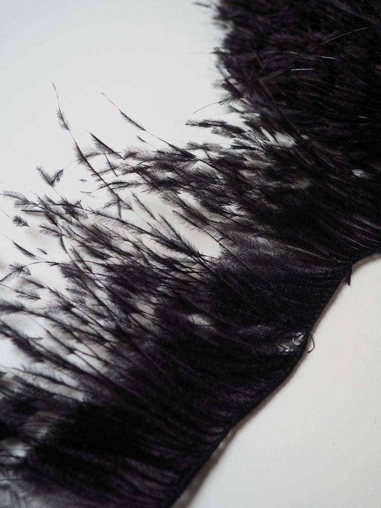 Black Trimmed Ostrich Feather Fringing