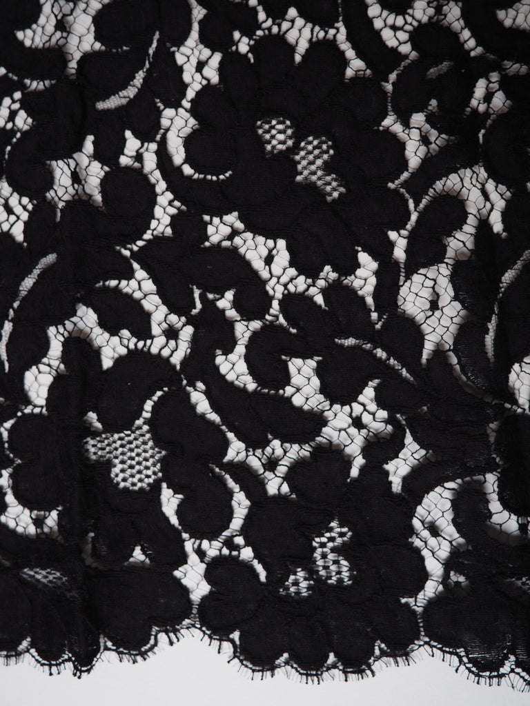 Black Leafy Scallop French Lace