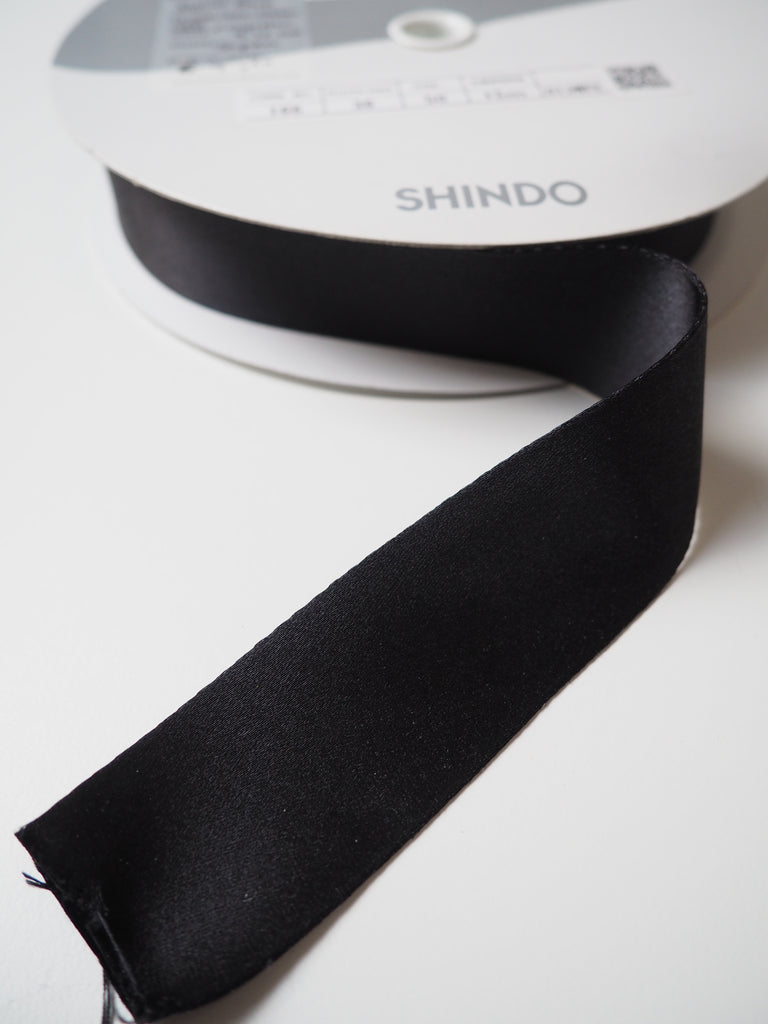 Shindo Black Thick Double Faced Satin Ribbon 36mm