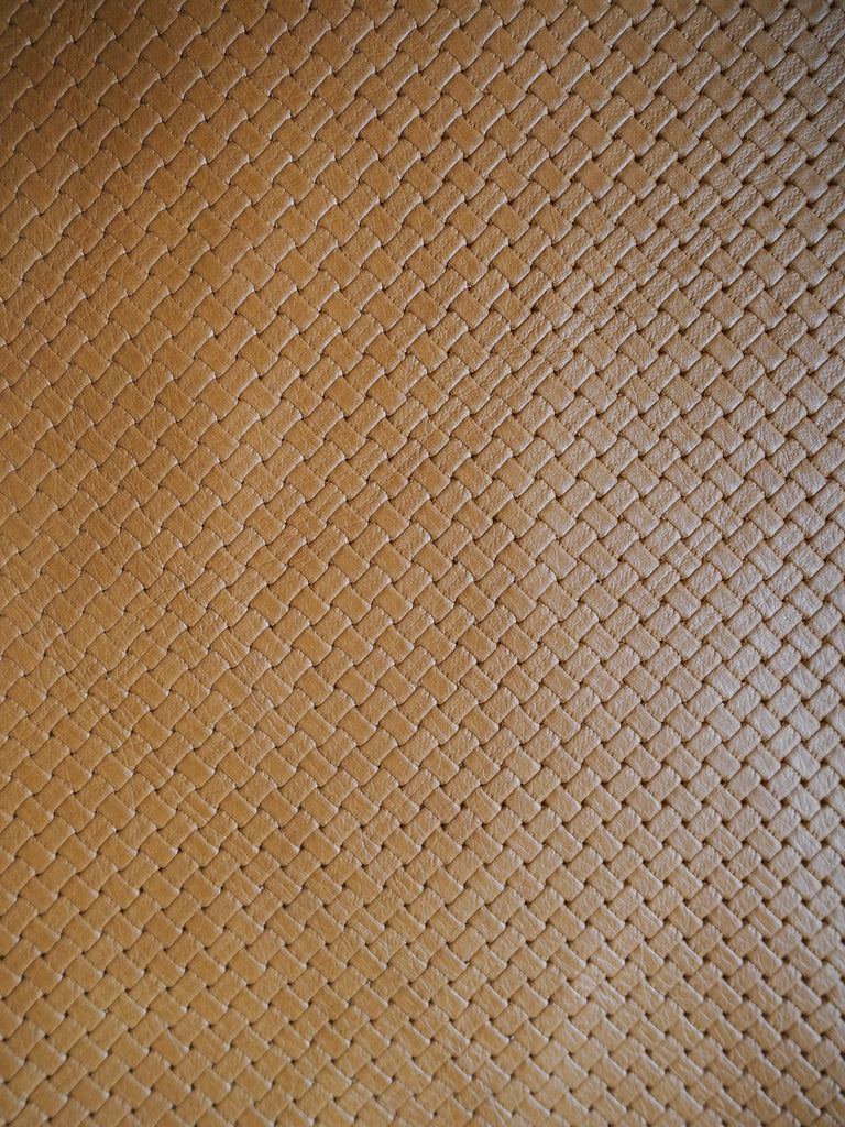 Embossed Tan Basketweave Cow Hide Leather, 100 x 48cm