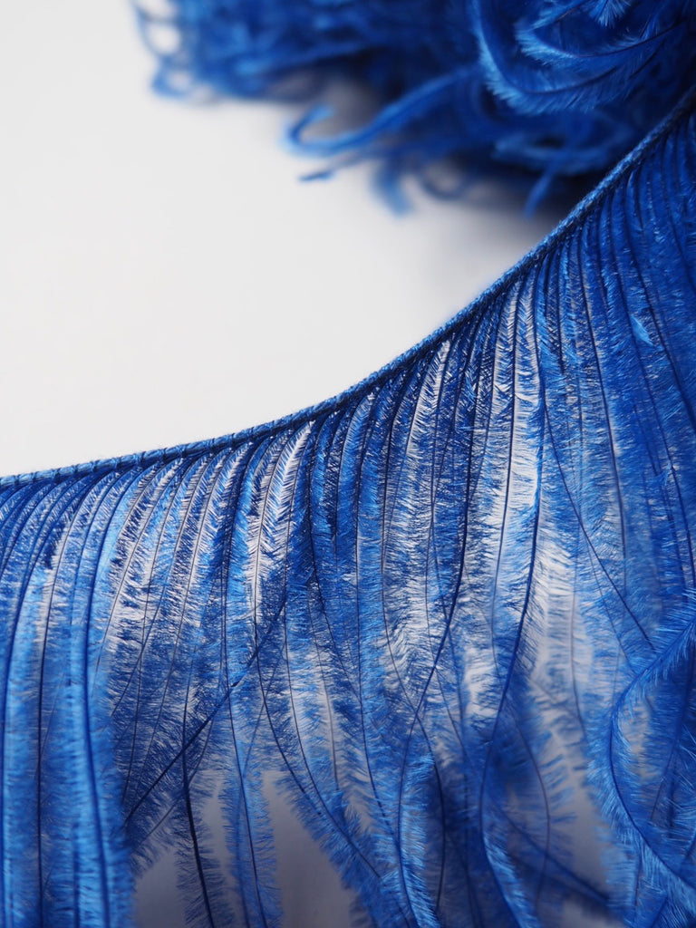 Cobalt Curly Ostrich Feather Fringing