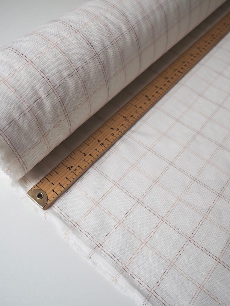 Textured White + Copper Gridded Cotton