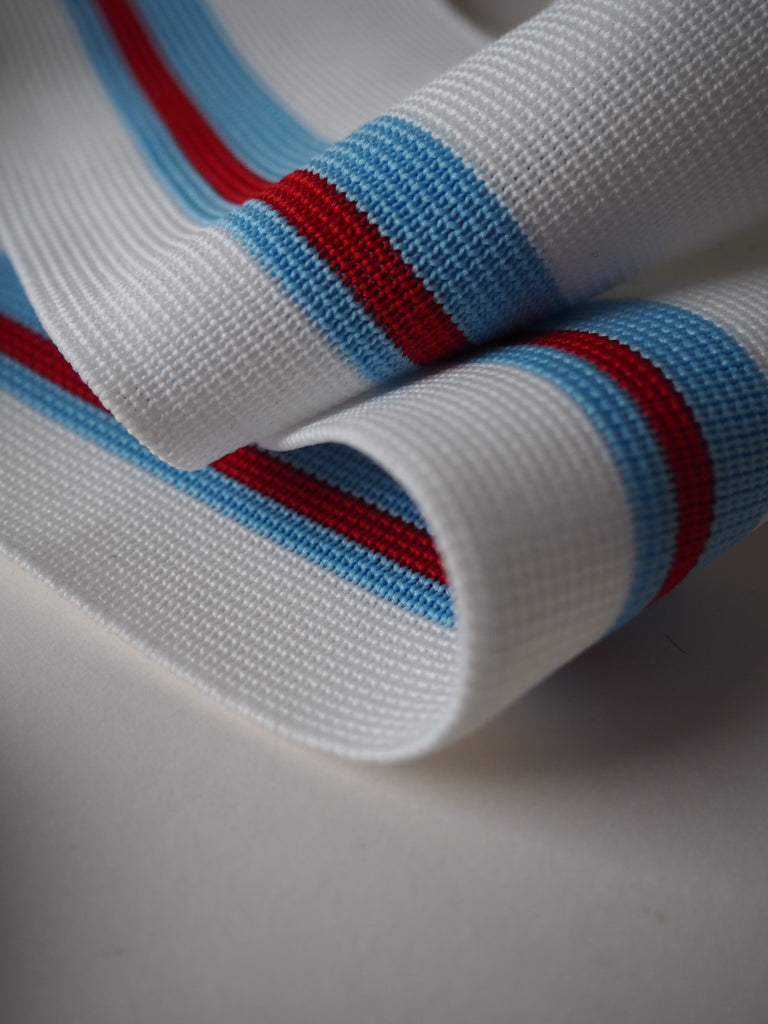 White and Blue Stripe Ribbed Cuff 7cm